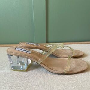 Steve Madden Clear Strap Heels - Beige and Transparent